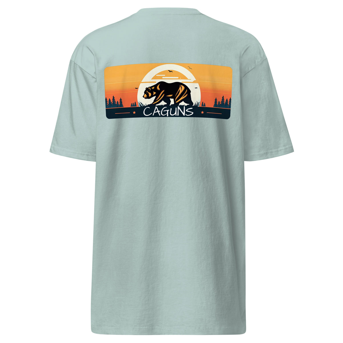 CAGuns Bear Heavyweight Tee in Agave, back view