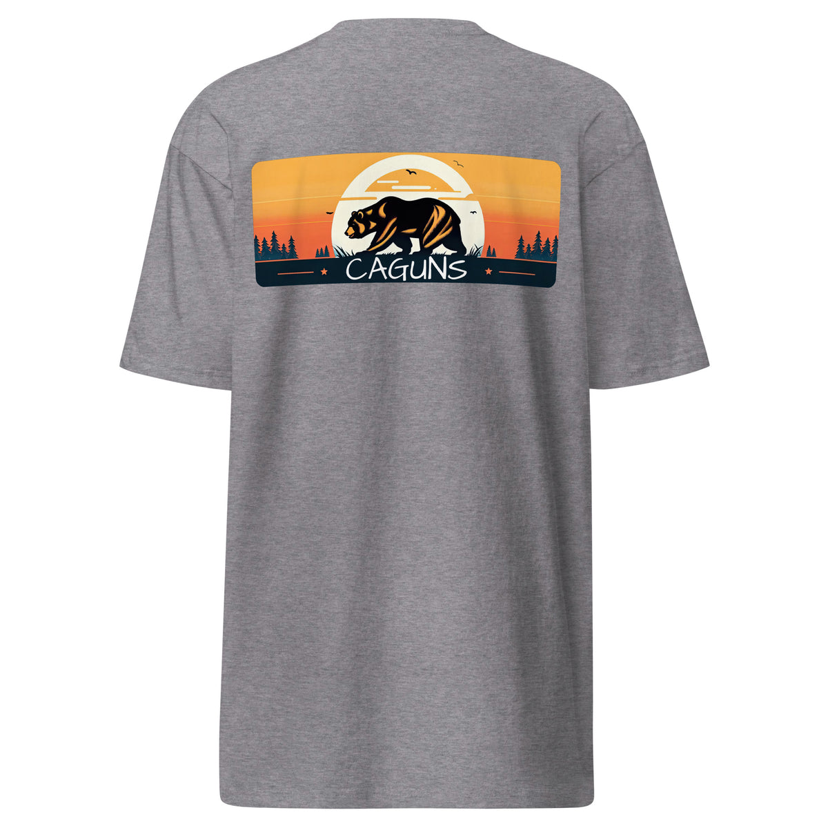 CAGuns Bear Heavyweight Tee in Carbon Grey, back view