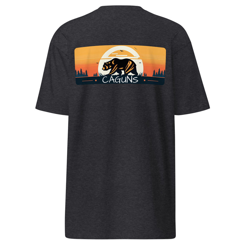CAGuns Bear Heavyweight Tee in Charcoal Heather, back view