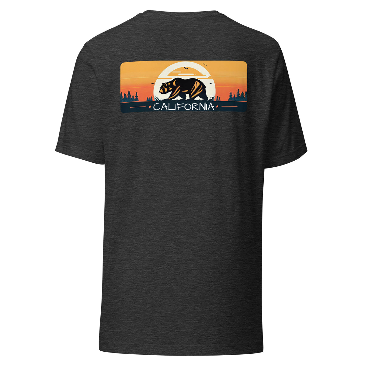 California Bear Tee in Dark Grey Heather, back view