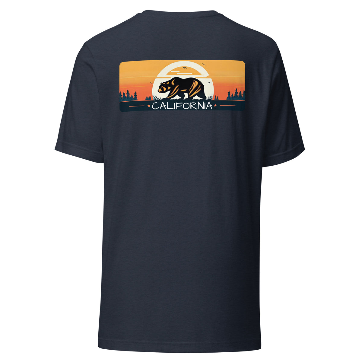 California Bear Tee in Heather Navy, back view