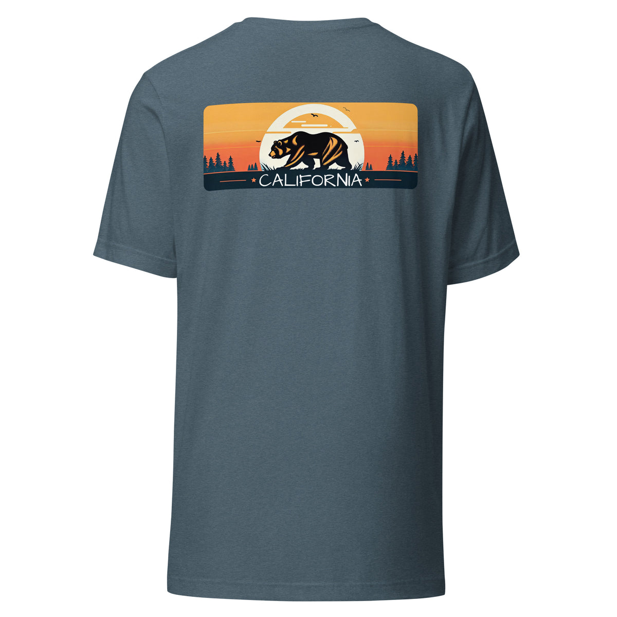 California Bear Tee in Heather Slate, back view